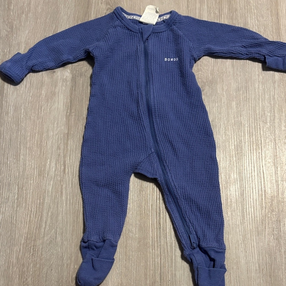 Bonds Deep Blue Waffle One Piece Footie